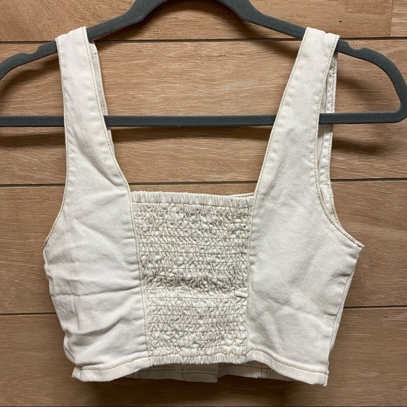 Crop button cami tank top SMALL off white - Picture 4 of 5